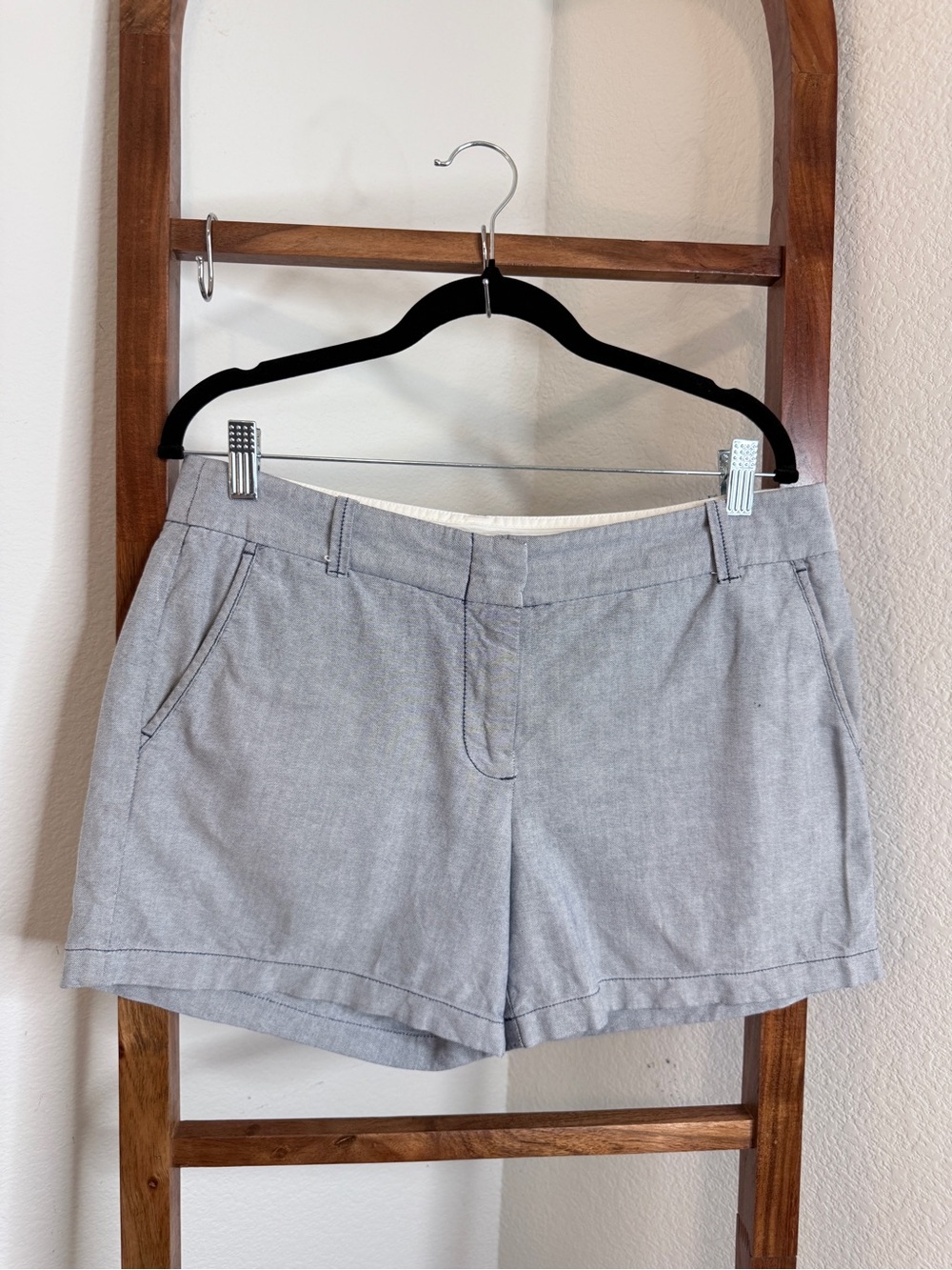 J.Crew Gray Blue Chambray Cotton Tailored Chino Shorts Size 8